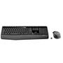 O MK345 é um combo de teclado e mouse sem fio com teclado confortável de tamanho padrão e layout ABNT2 e um mouse para destros. O teclado vem com um d