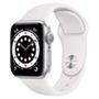 Apple Watch SE 44MM GPS com Case de Alumínio Silver e Sport Band White   O Apple Watch SE tem o mesmo tamanho de tela Retina do Series 6 para mostrar 