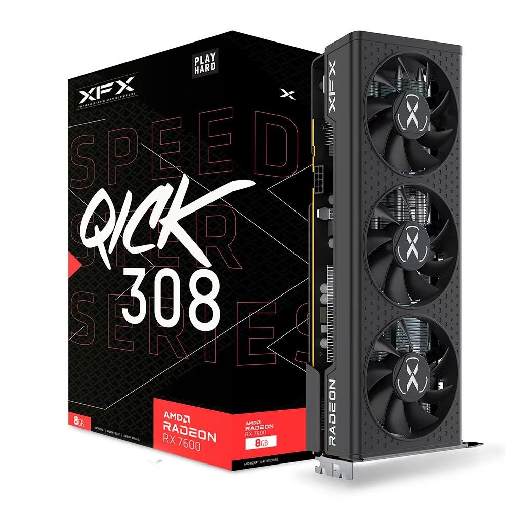 Placa de Vídeo RX 7600 Series Graphics Cards XFX AMD Radeon, 8GB GDDR6 – RX-76PQICKBY Placa de Vídeo RX 7600 Series Graphics Cards XFX AMD Radeon, 8GB GDDR6 – RX-76PQICKBY