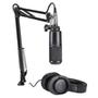 O pacote de microfone vocal AT2020PK é projetado para streamers, podcasters e outros criadores de conteúdo que precisam de uma configuração de microfo
