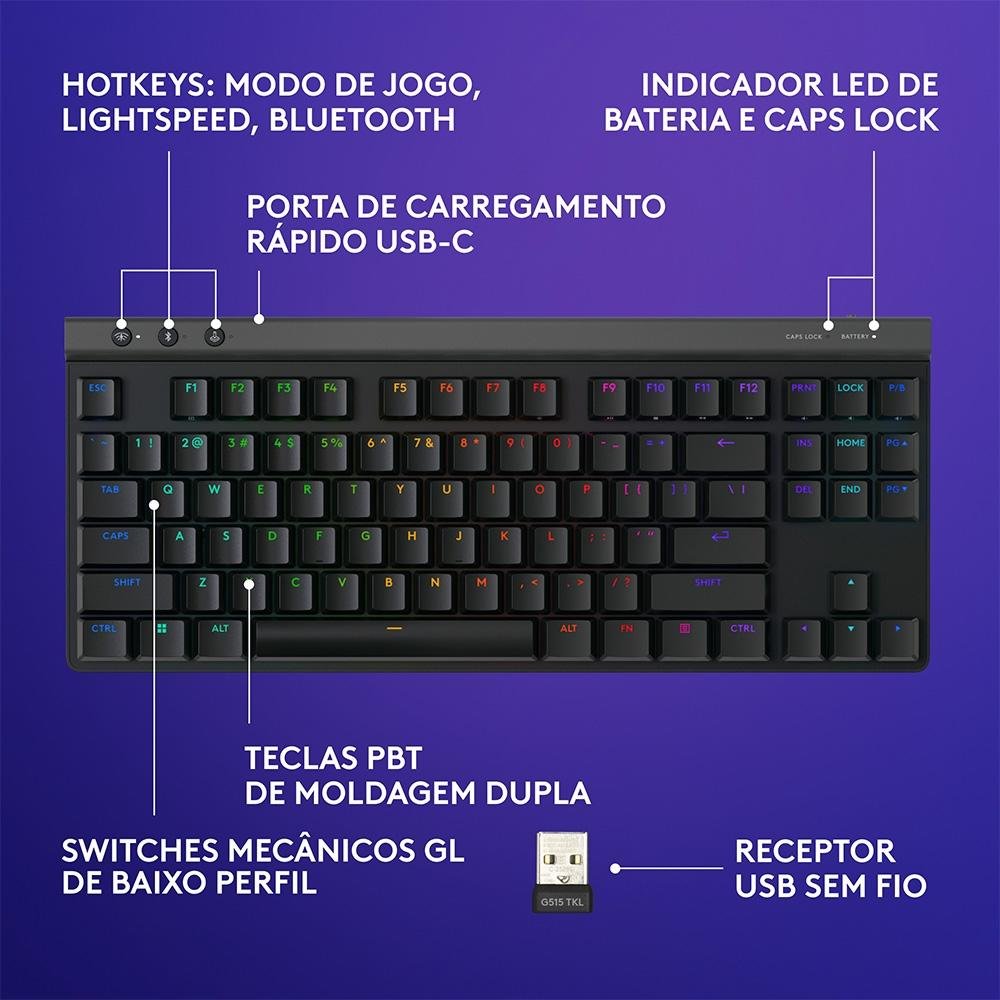 Teclado Mecânico Gamer Sem Fio G515 | KaBuM!