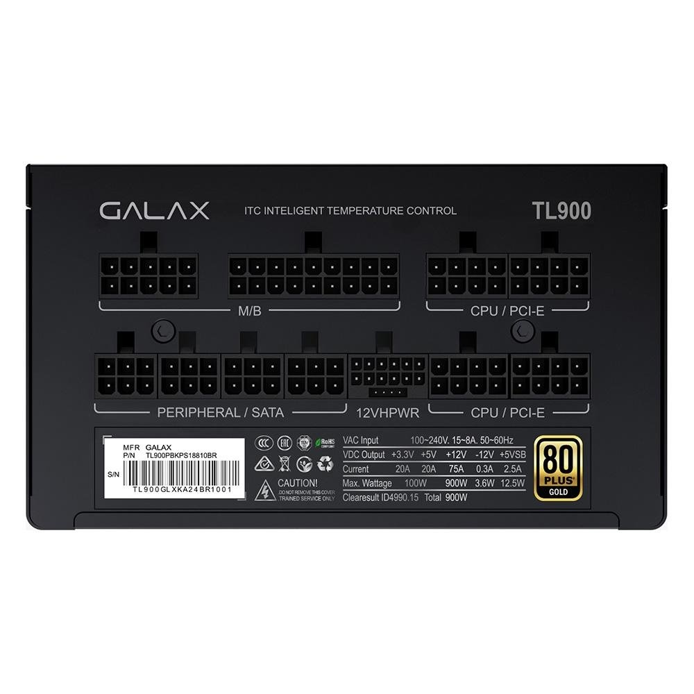 Fonte Galax TecLab Edition, TL 900W, Gold | KaBuM!