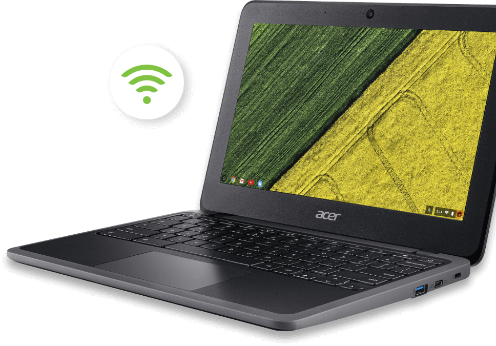 Acer Chromebook C733-C607 com ícone de Wi-Fi