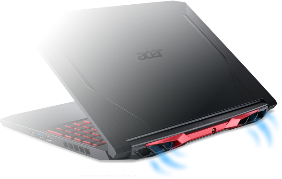 Traseira do Notebook Acer Aspire Nitro 5 e sua tecnologia de resfriamento