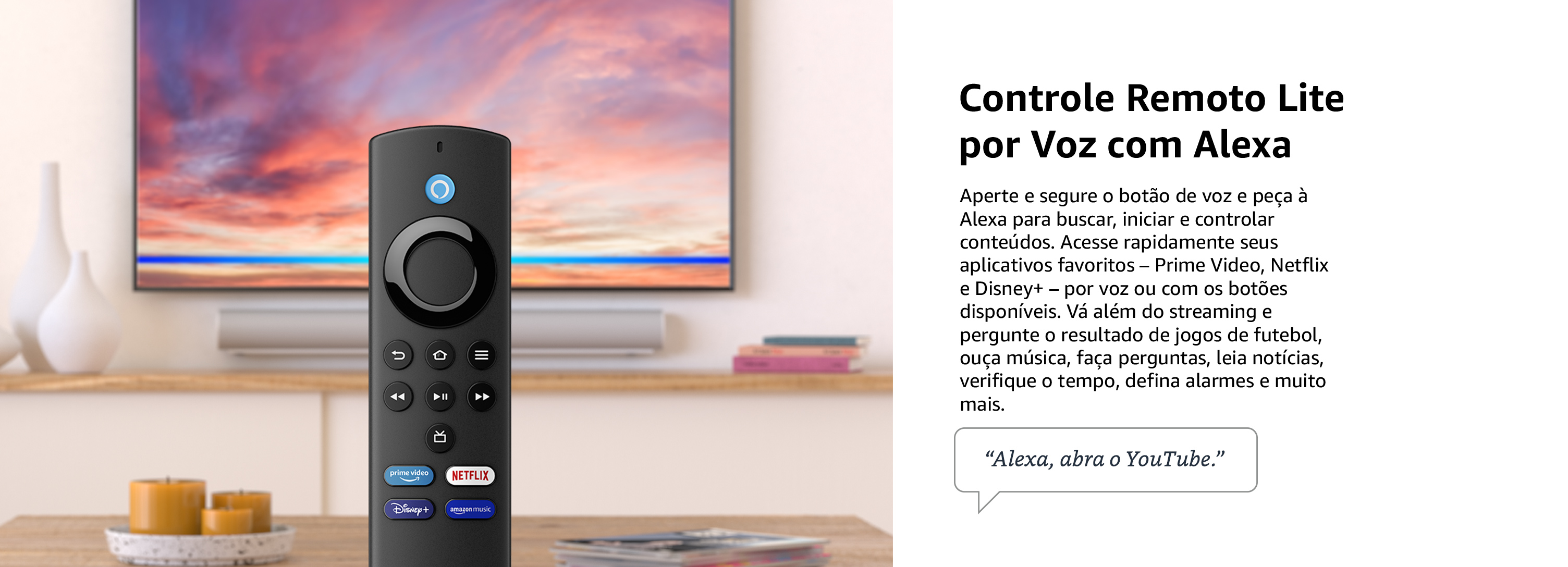 Fire TV Stick Lite Amazon (2ª Geração) Controle Remoto Lite por Voz com Alexa