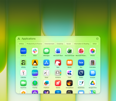 Tela do MacBook Neo com a janela de aplicativos mostrando diversos apps