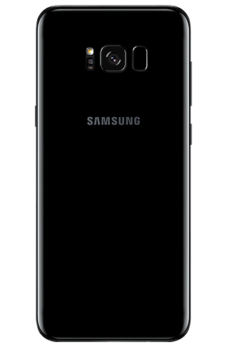 Visão traseira do Galaxy S8+ em Midnight Black