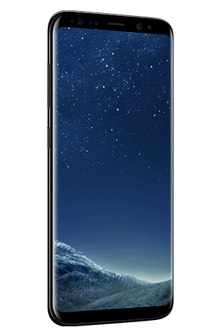 Visão esquerda angulada do Galaxy S8 em Midnight Black