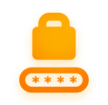 Ícone de um cadeado e uma senha encriptada simbolizada por asteriscos