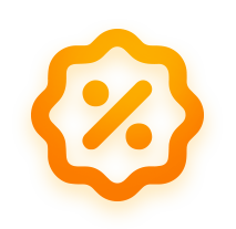 Ícone de um símbolo de porcentagem, representando um desconto